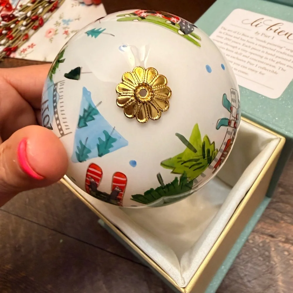 Pier 1 Li Bien Dogs Collectible Christmas Ornament 2019 with case box ski snow